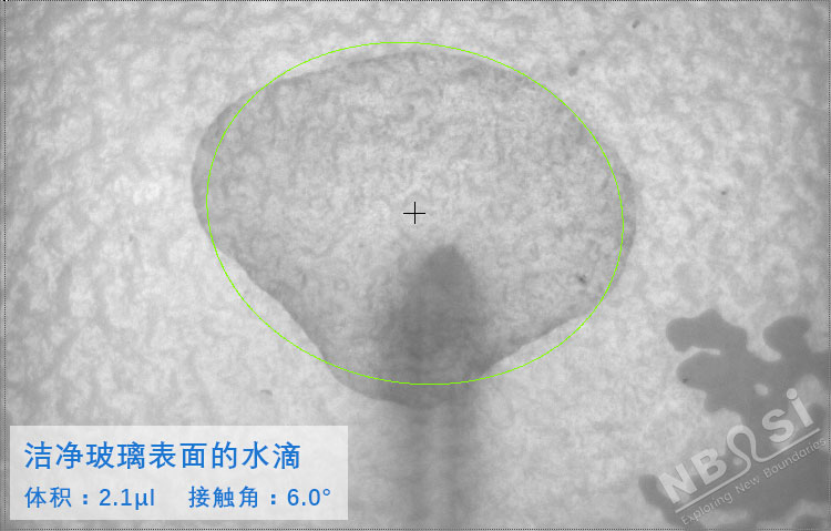 普通玻璃上的接觸角6度